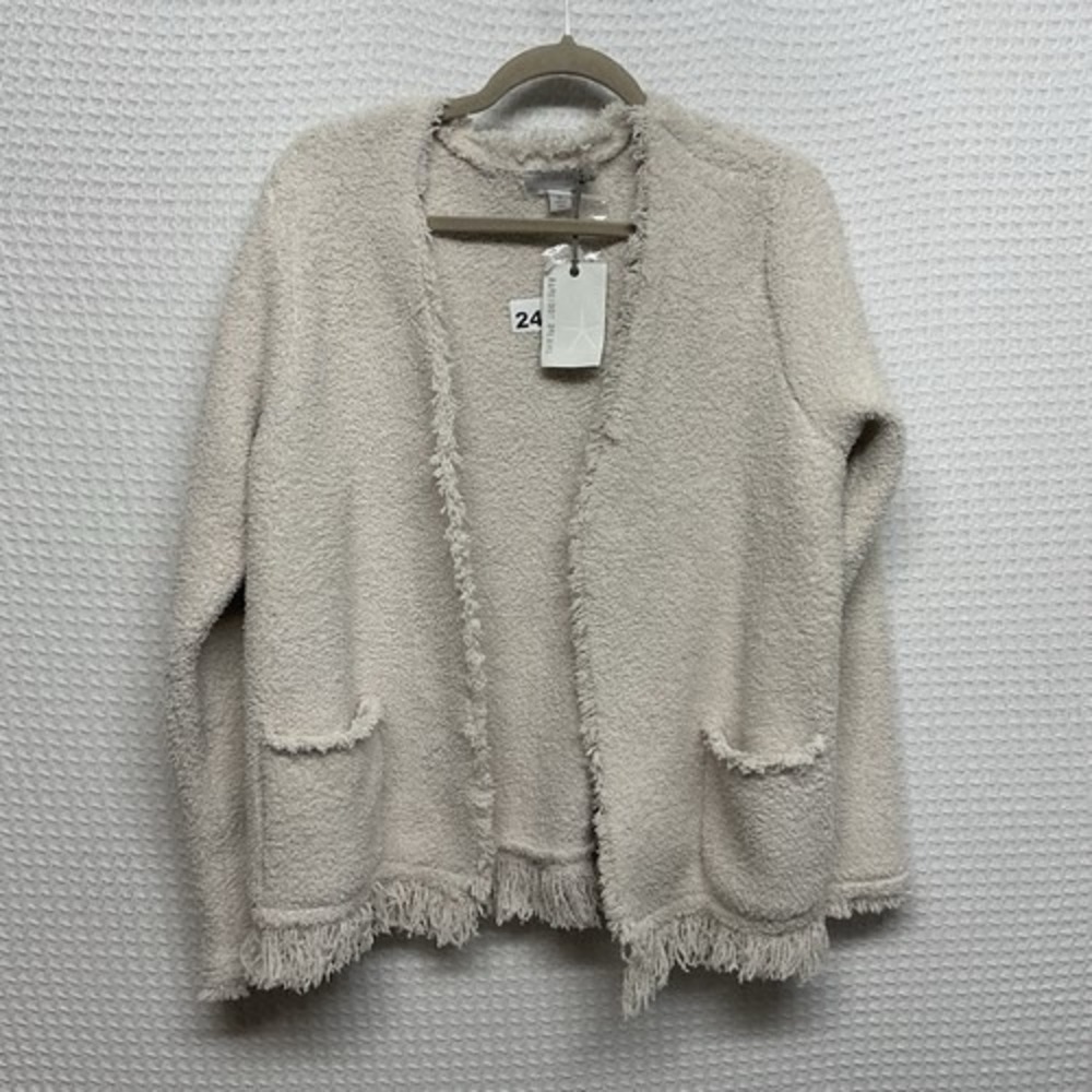 NWT Barefoot Dreams Cozy Chic Fringed Jacket Almond Open Cardigan Women XL China
